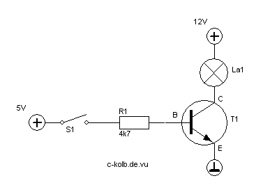 Schaltung mit Transistor und Lampe