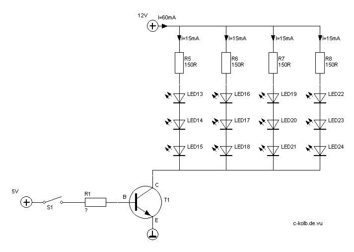 viele LEDs mit einem Transistor schalten