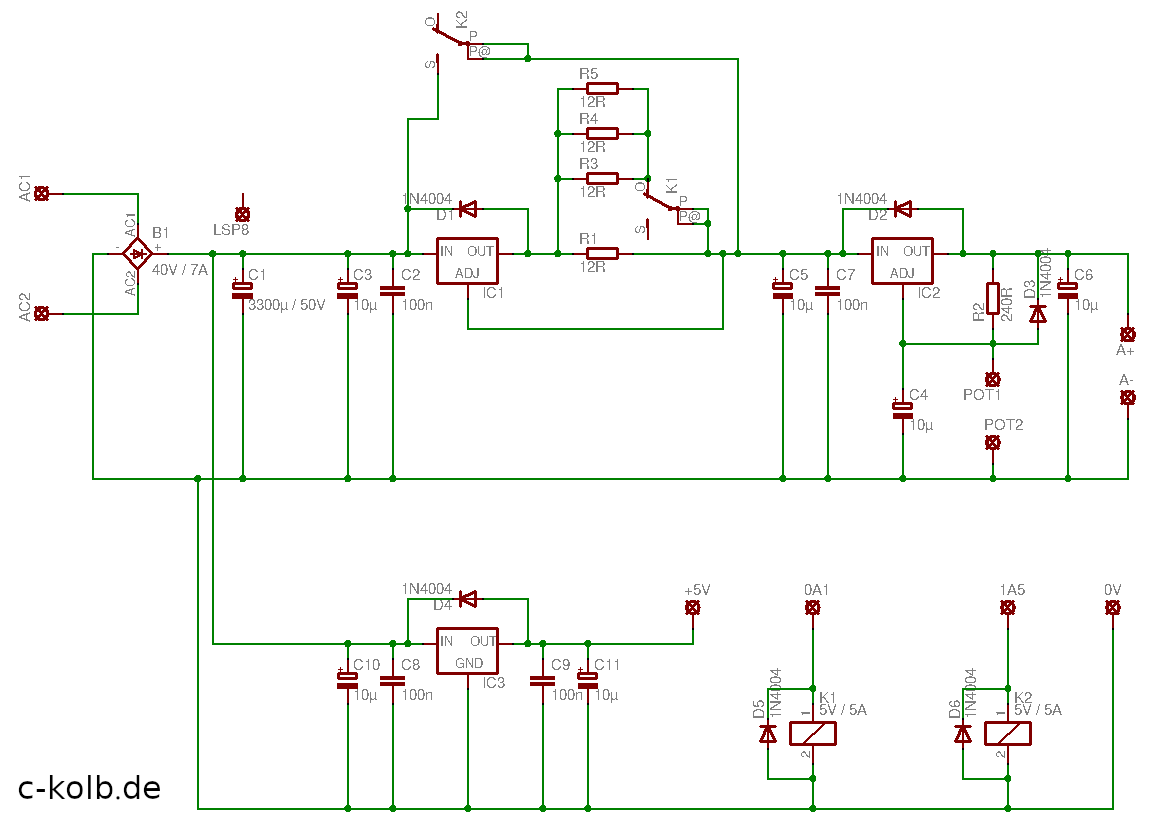 Schaltplan Labornetzteil Reglerplatine